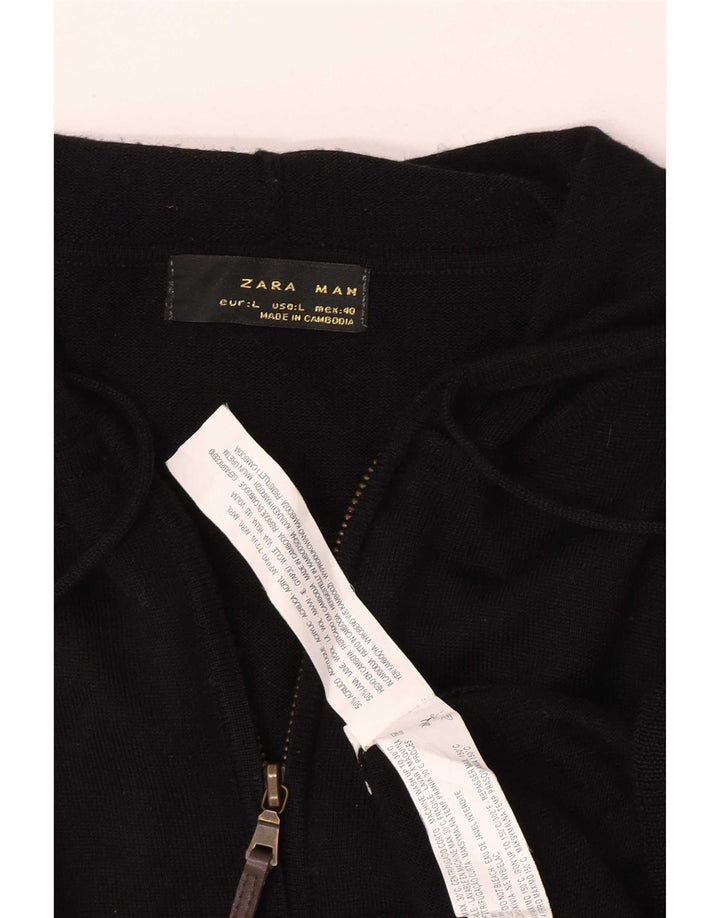 Maglione cardigan con cappuccio da uomo Zara grande acrilico nero