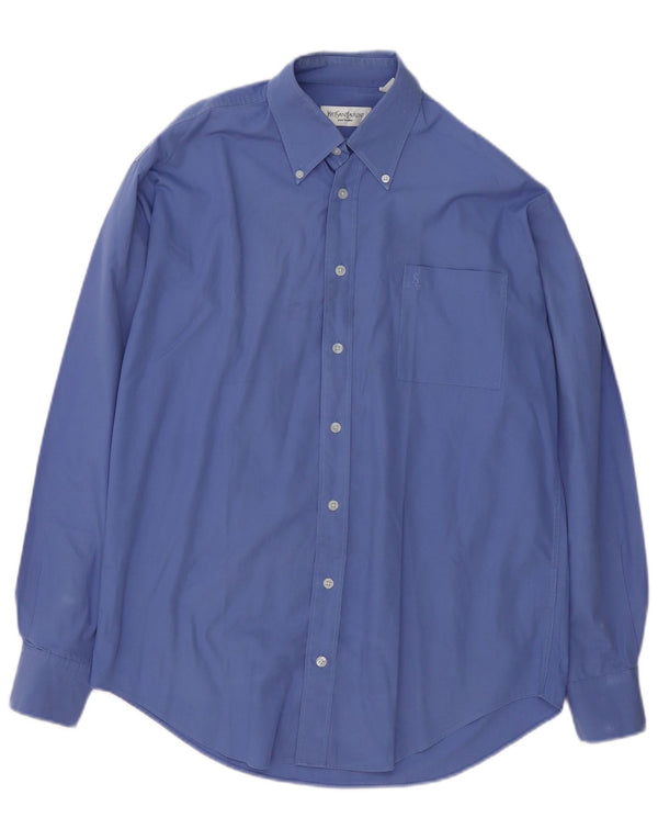 Camicia da uomo Yves Saint Laurent taglia 39 15 1/2 cotone blu medio