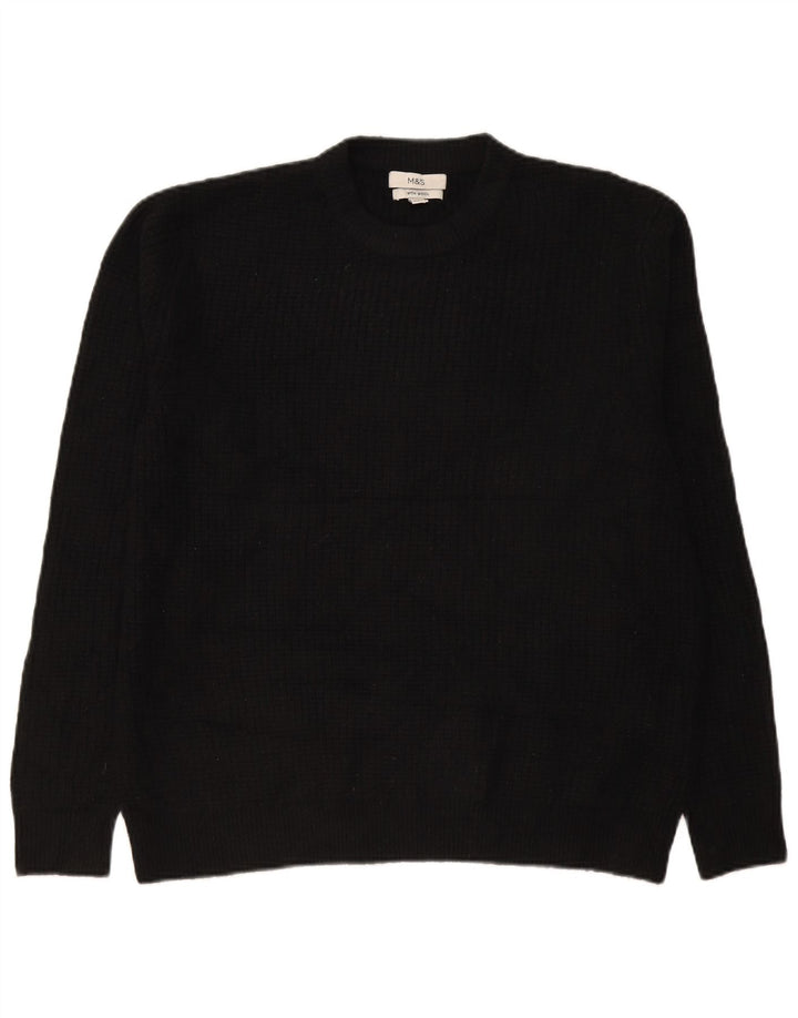 Maglione maglione girocollo da uomo Marks & Spencer grande acrilico nero