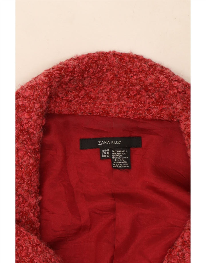 Giacca Blazer a 2 Bottoni ZARA da Donna EU 42 Grande Acrilico Rosso Macchiato