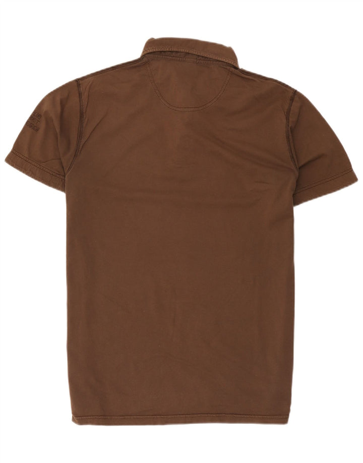 Polo da uomo Napapijri grande in cotone marrone