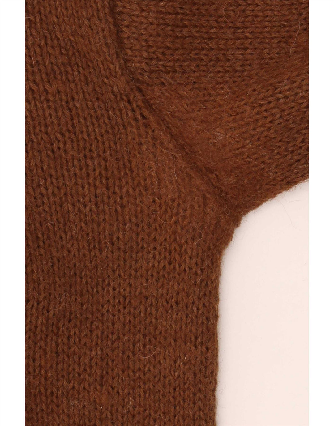 Maglione maglione vintage da donna con collo alto UK 12 Marrone medio