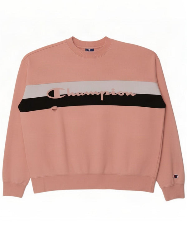 Champion Felpa con grafica da donna UK 16 Large Rosa Colourblock