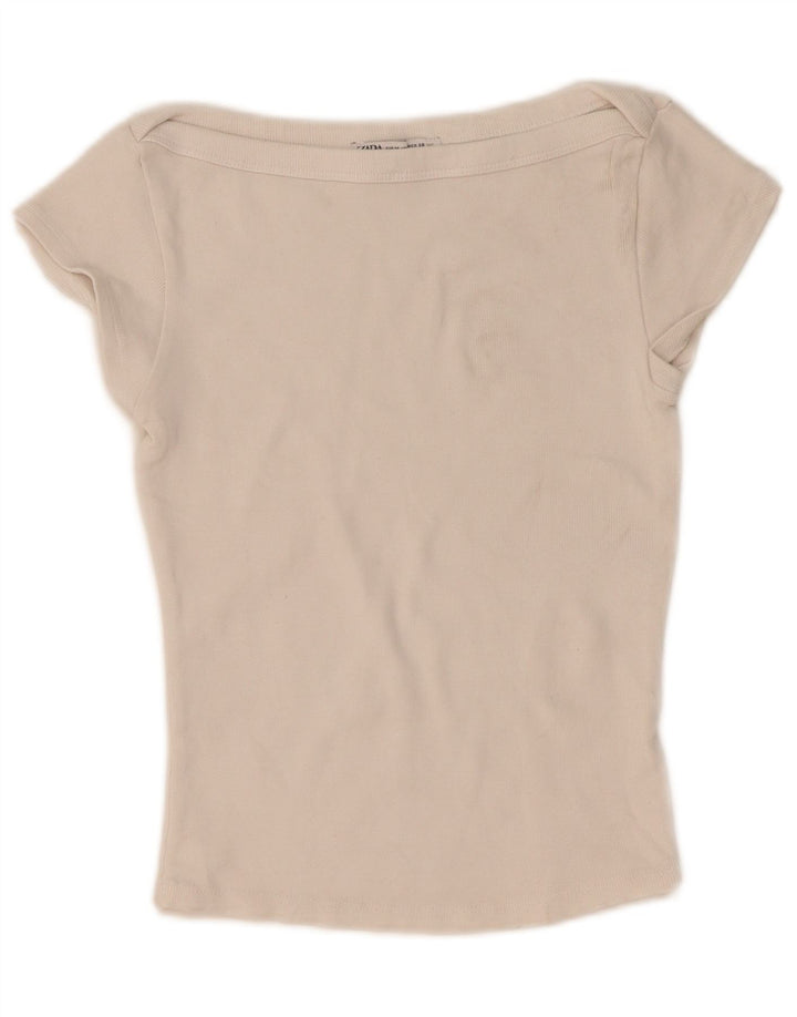 T-shirt corta da donna Zara UK 12 bianca media