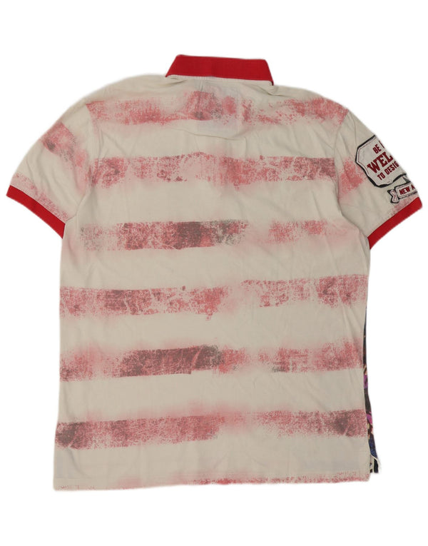 Polo grafica da uomo Desigual 2XL in cotone floreale multicolore