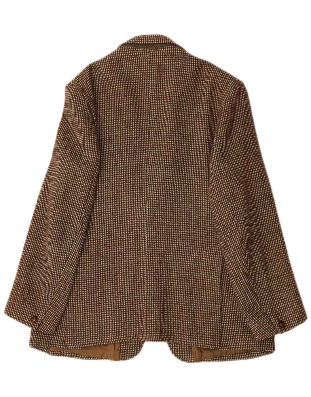 Giacca blazer a 2 bottoni da uomo Harris Tweed UK 38 Lana a quadri marrone medio