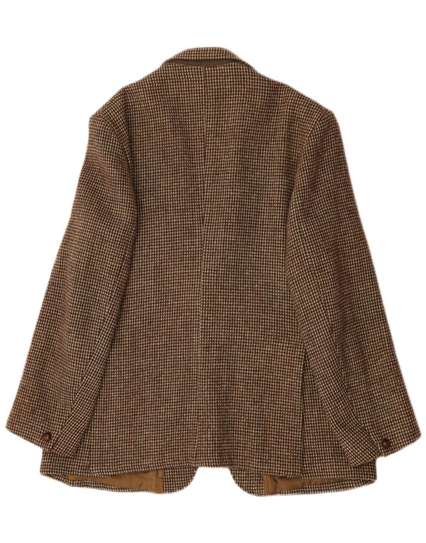 Giacca blazer a 2 bottoni da uomo Harris Tweed UK 38 Lana a quadri marrone medio