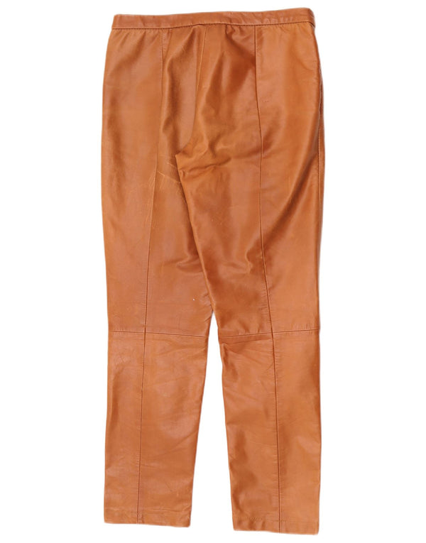 Pantaloni dritti in pelle vintage da uomo W28 L28 in pelle marrone