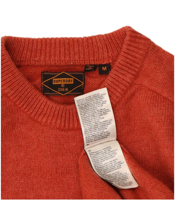 SUPERDRY Mens Crew Neck Jumper Sweater Medium Orange Wool