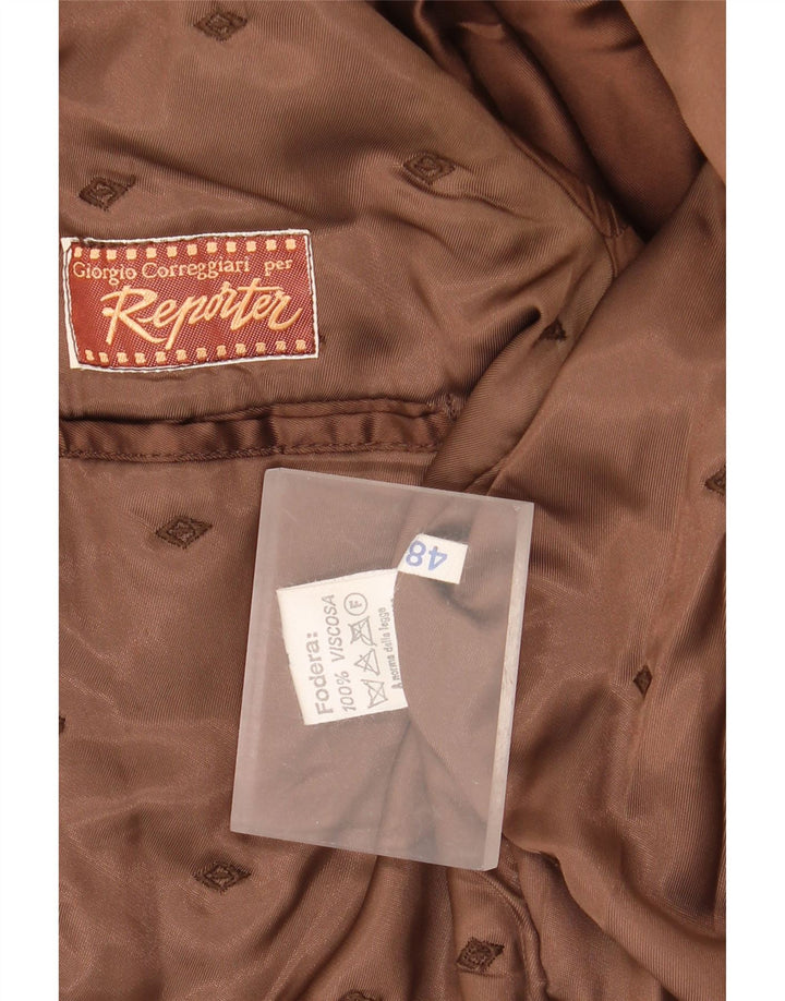 Giacca blazer doppiopetto da uomo Reporter IT 48 in pelle marrone medio
