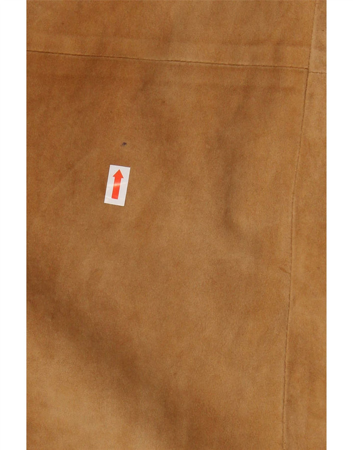 Gonna a trapezio da donna in pelle scamosciata VINTAGE W24 XS Marrone