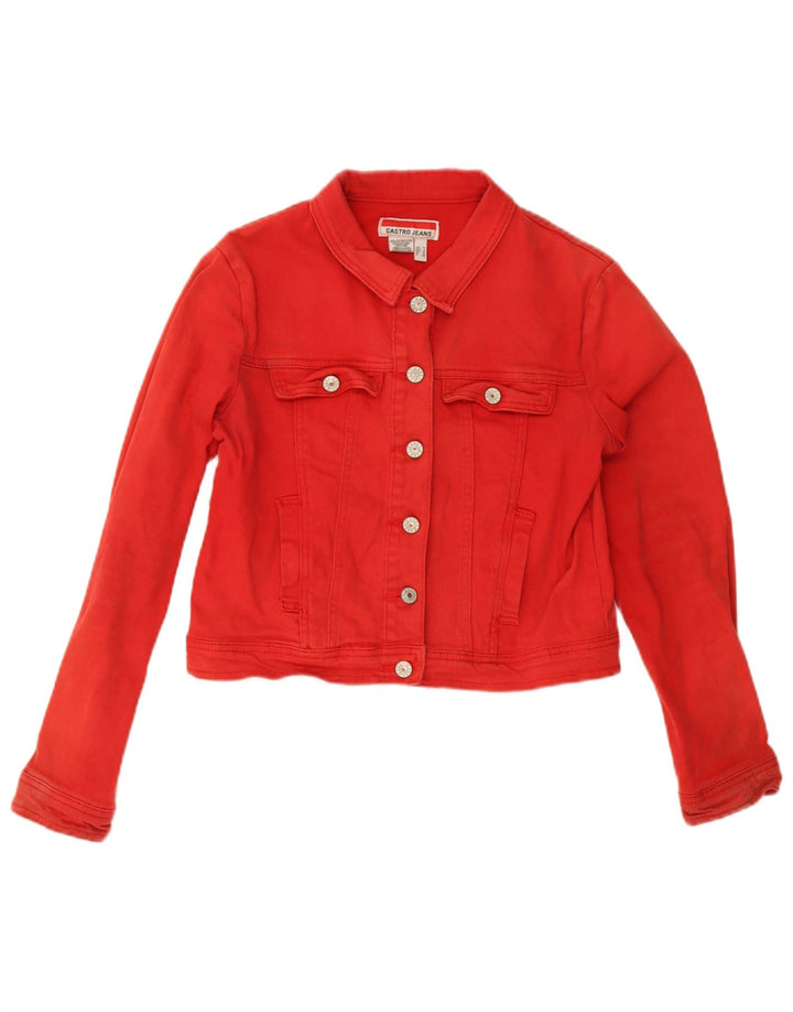 Giacca di jeans corta da donna Castro UK 10 piccola rossa in cotone