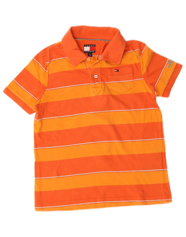 Polo da rugby per ragazzi Tommy Hilfiger 7-8 anni XS in cotone a righe arancioni