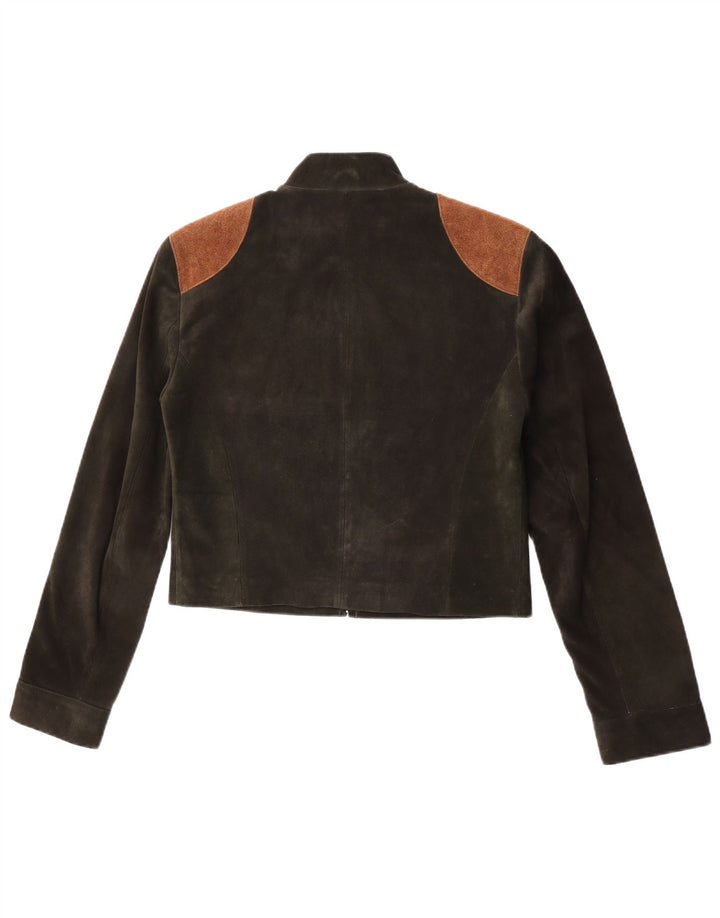 Giubbotto bomber corto da donna vintage UK 12 color block verde medio