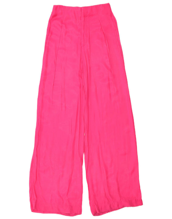 Pantaloni casual a gamba larga da donna Zara piccoli W27 L33 viscosa rosa