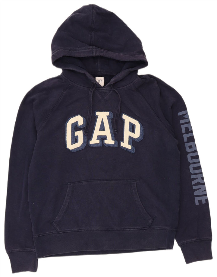Felpa con cappuccio grafica da uomo Gap, cotone medio blu navy