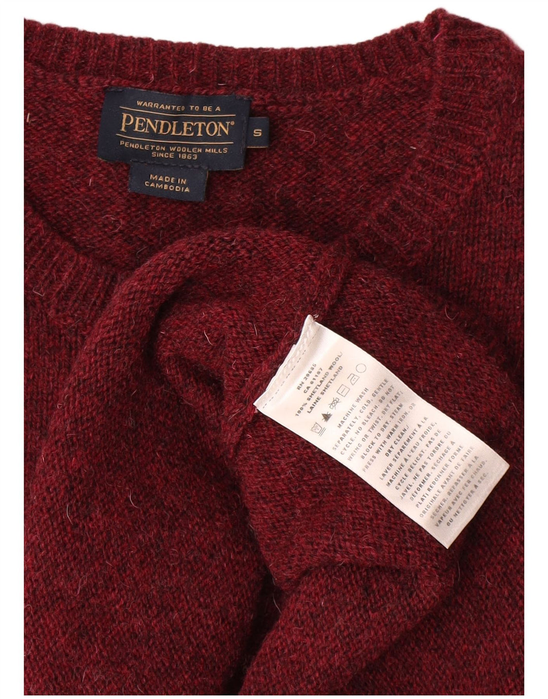 Maglione maglione girocollo da donna Pendleton UK 10 piccolo bordeaux screziato