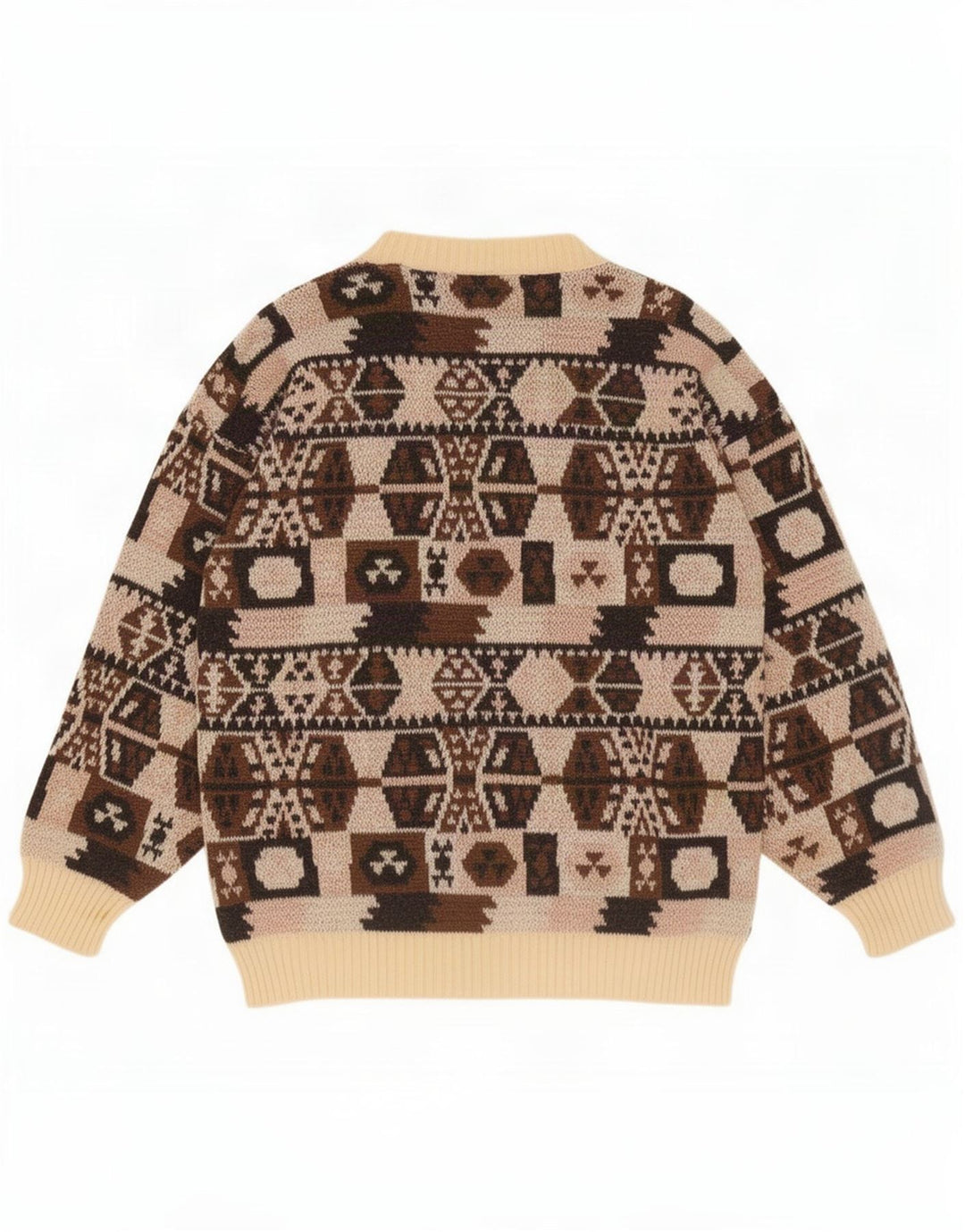 Missoni Maglione da uomo girocollo in lana geometrica marrone medio
