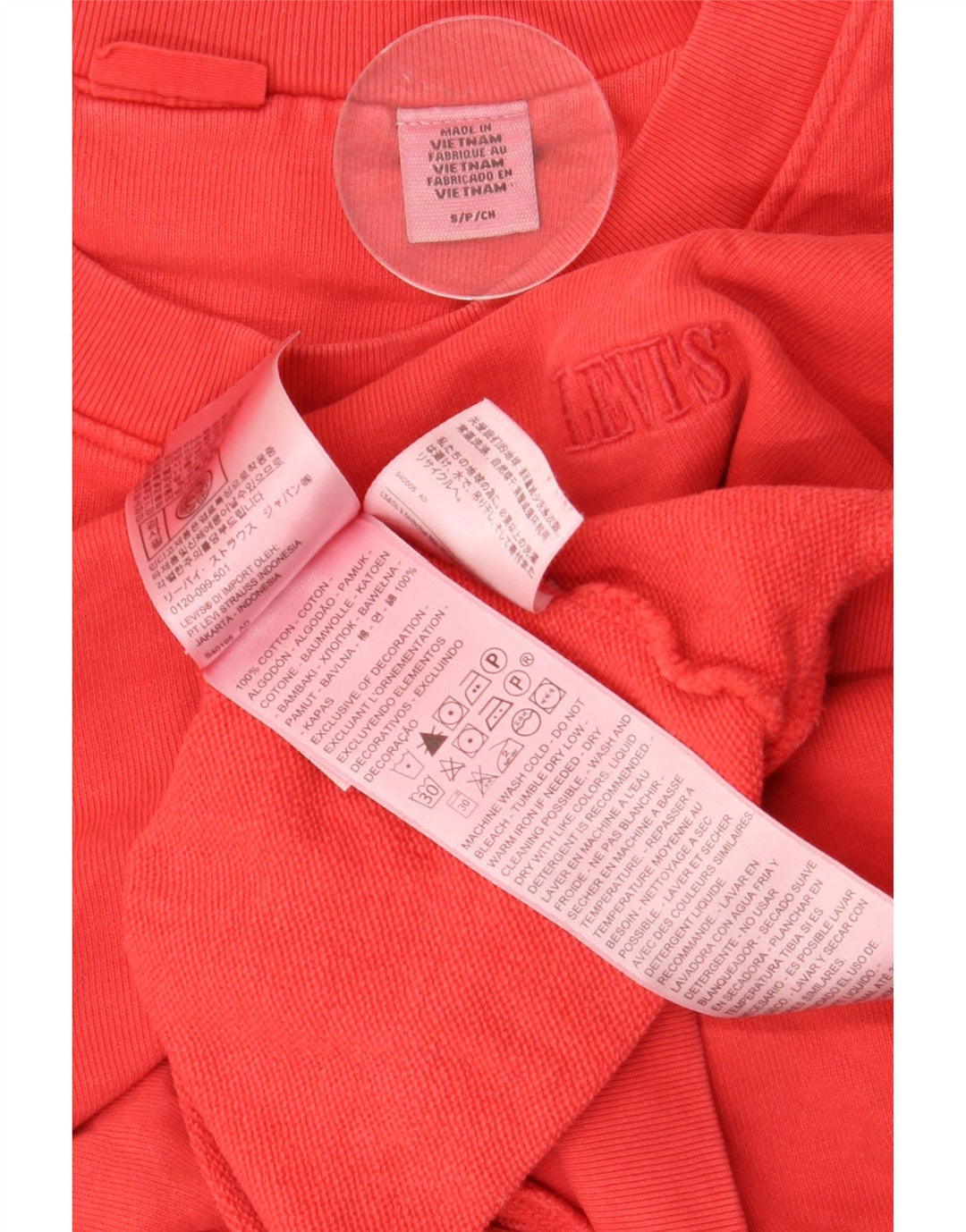 Levi's Donna Crop Oversize Felpa Maglione UK 10 Piccolo Cotone Rosso