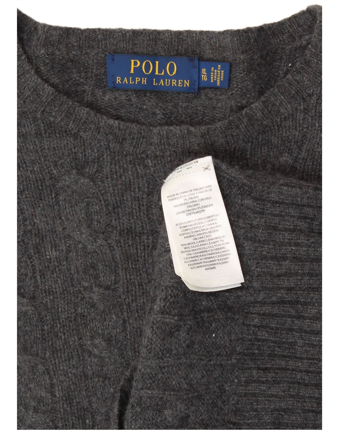 Polo Ralph Lauren Maglione girocollo da uomo in lana grigia XL