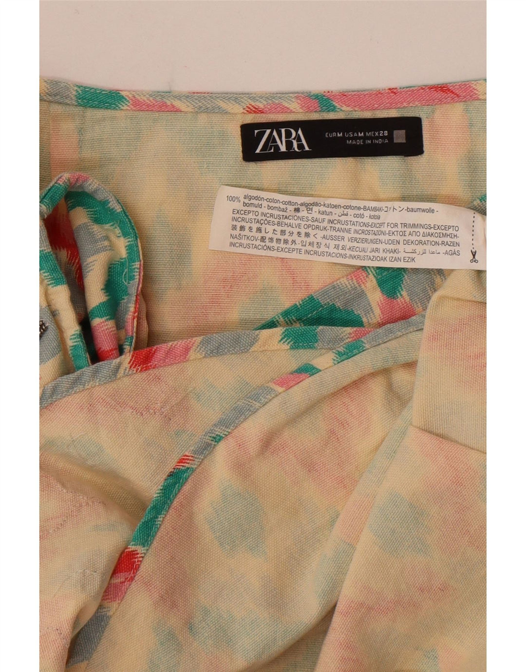 Gonna a portafoglio da donna Zara media W28 in cotone geometrico multicolore