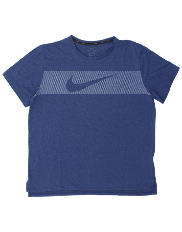 T-shirt grafica da uomo Nike Dri Fit Top XL poliestere blu navy