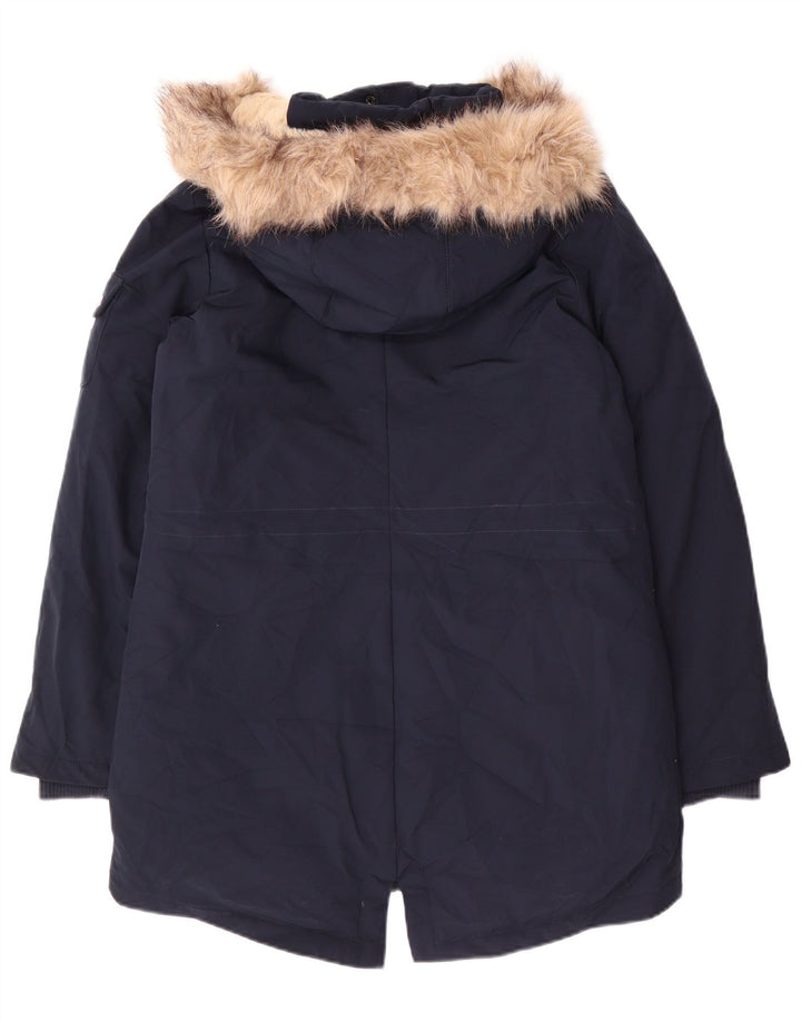 Giacca Parka con cappuccio da donna Ralph Lauren UK 10 Small Poliestere blu navy