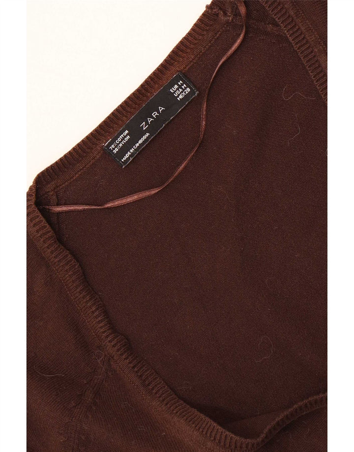 Maglione cardigan da donna Zara UK 12 cotone marrone medio