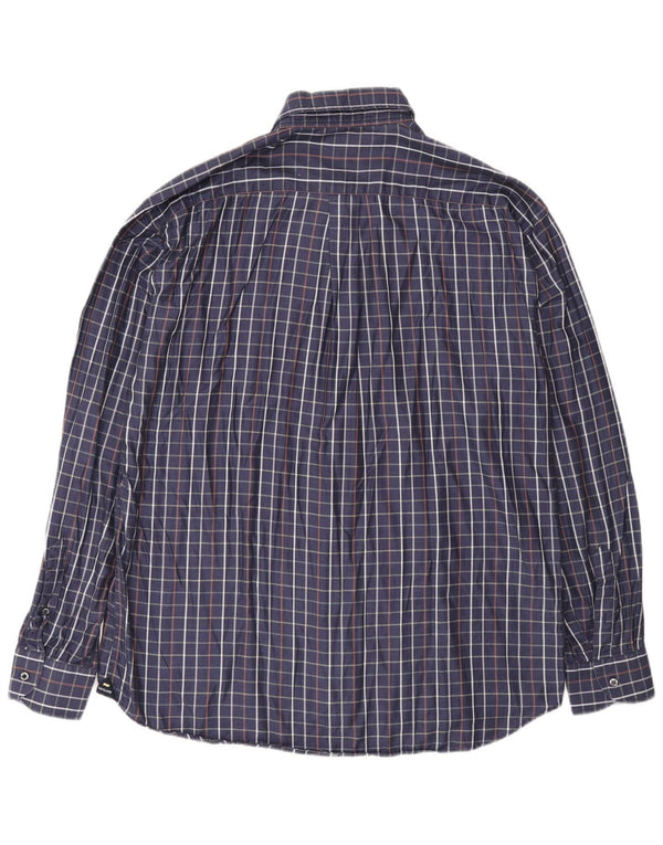 Camicia da uomo Navigare Large in cotone a quadri blu navy