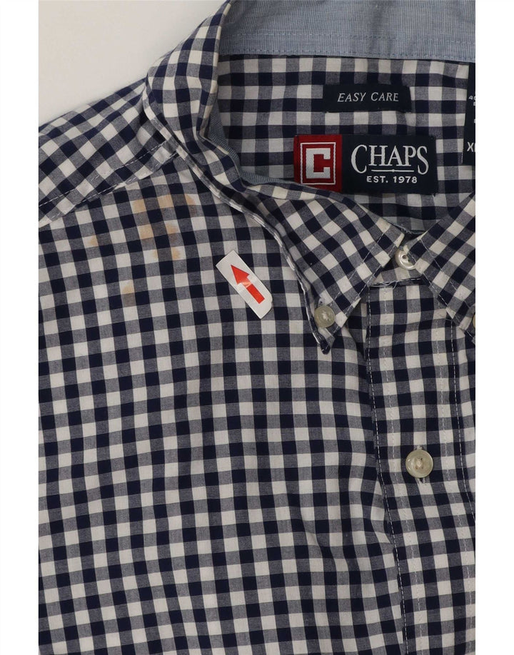 Camicia Chaps da uomo Easy Care XL in cotone a quadretti blu navy