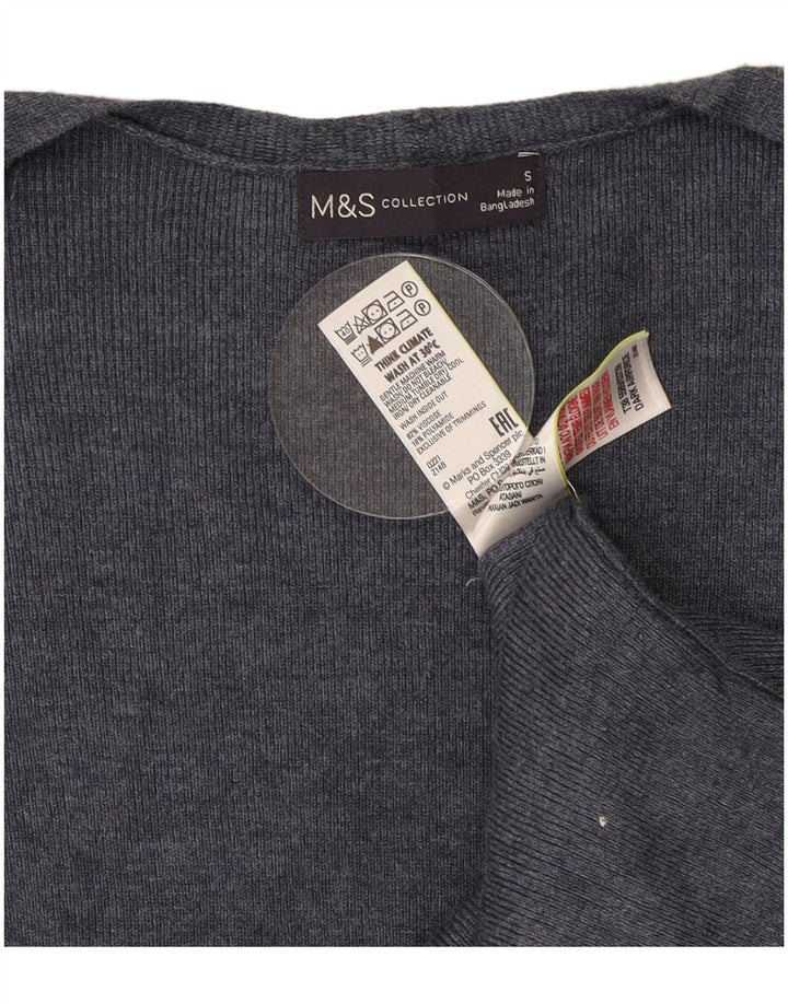 Maglione cardigan aperto lungo da donna Marks & Spencer UK 10 piccolo grigio