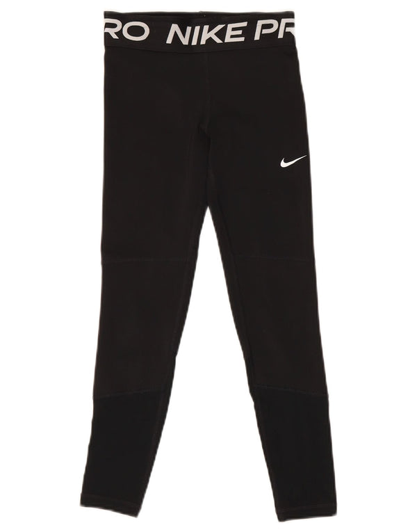 Leggings grafici Nike Dri Fit per ragazze 9-10 anni piccoli in poliestere nero
