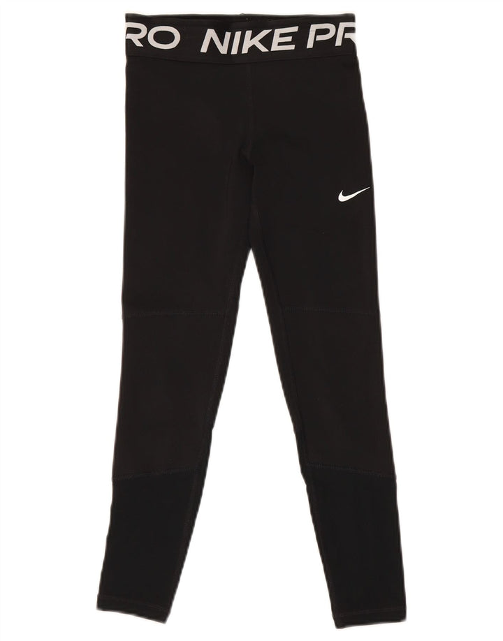 Leggings grafici Nike Dri Fit per ragazze 9-10 anni piccoli in poliestere nero