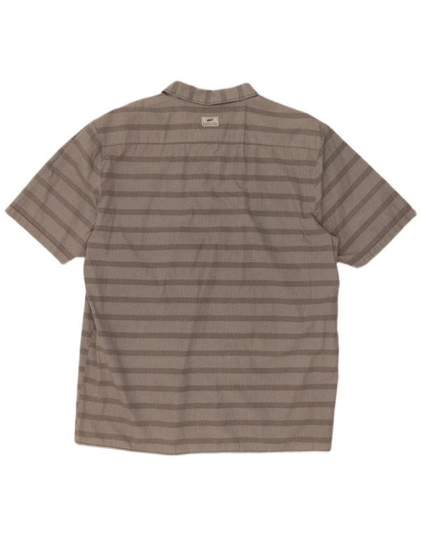Camicia a maniche corte da uomo Vans XL in cotone a righe grigie