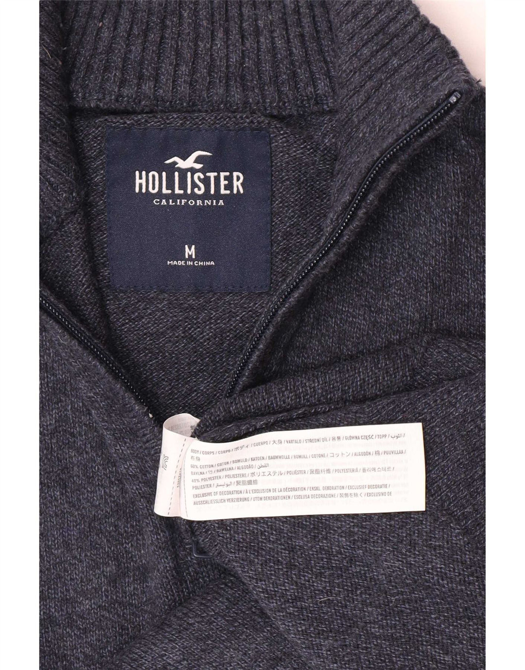 Maglione Hollister da uomo con zip e collo in cotone medio blu navy