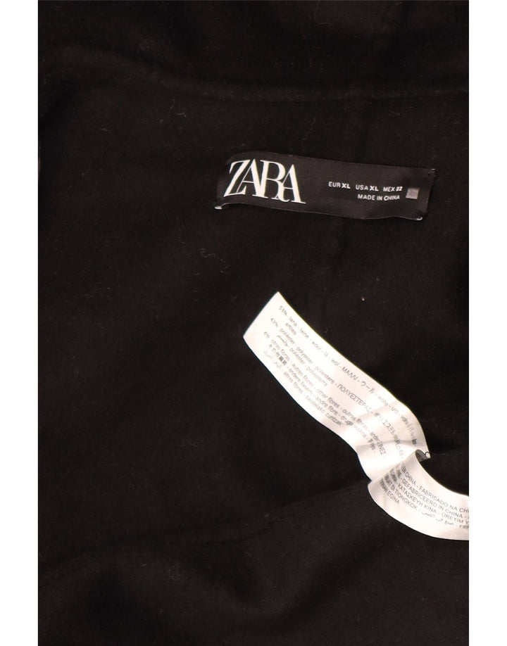 Cappotto aperto oversize con cappuccio da donna Zara UK 18 XL lana nera