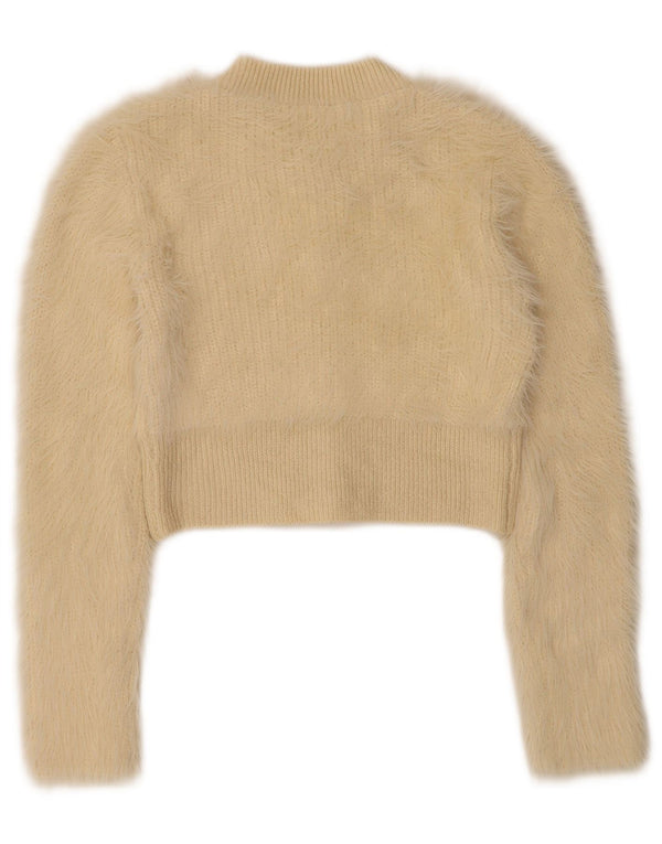 Maglione cardigan corto da donna Zara UK 8 piccolo poliestere beige