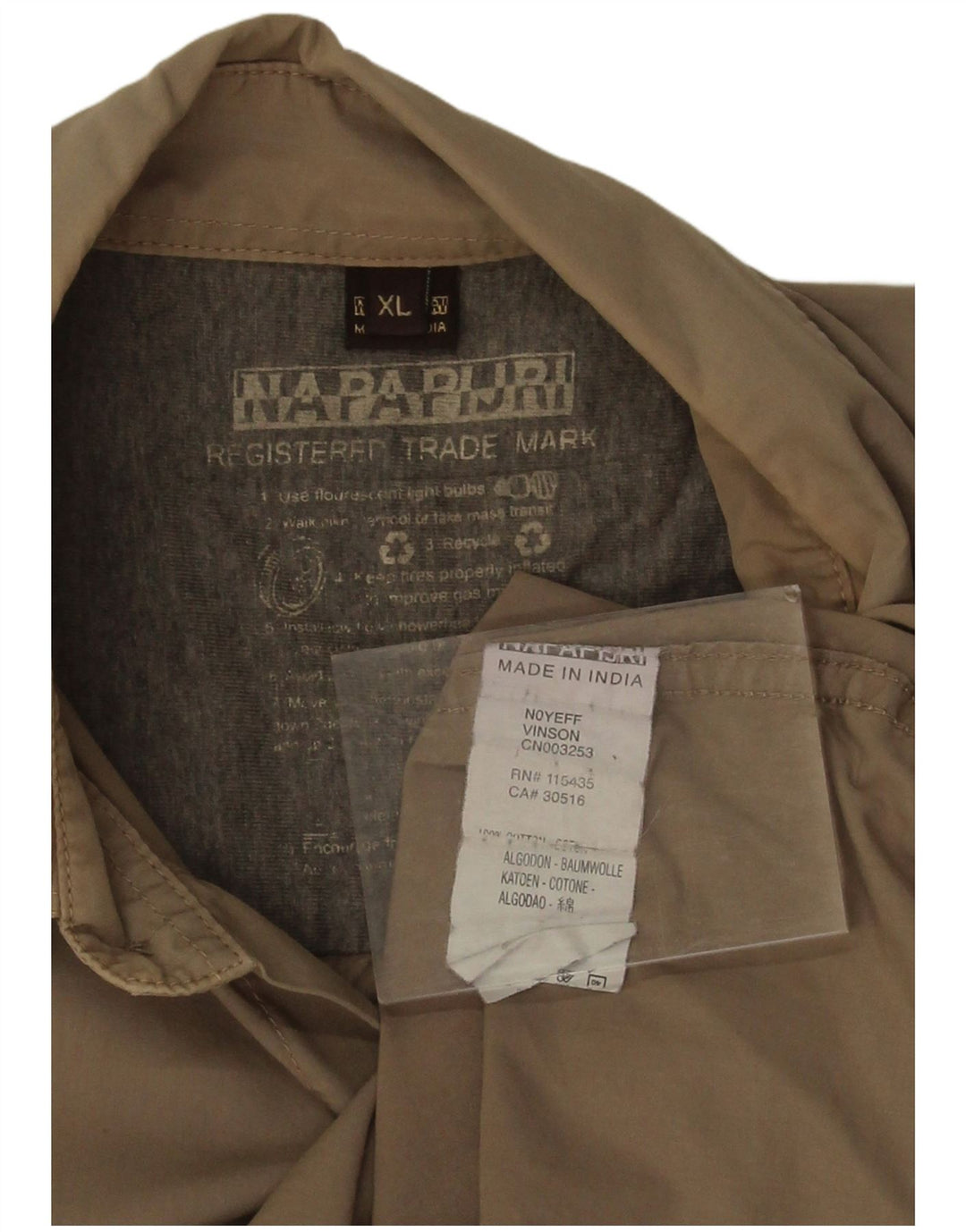 Camicia grafica da uomo Napapijri XL in cotone kaki