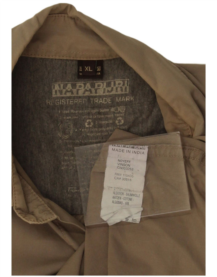 Camicia grafica da uomo Napapijri XL in cotone kaki