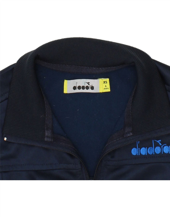 DIADORA Boys Tracksuit Top Jacket 3-4 Years XS Navy Blue Polyester Vintage Diadora and Second-Hand Diadora from Messina Hembry 
