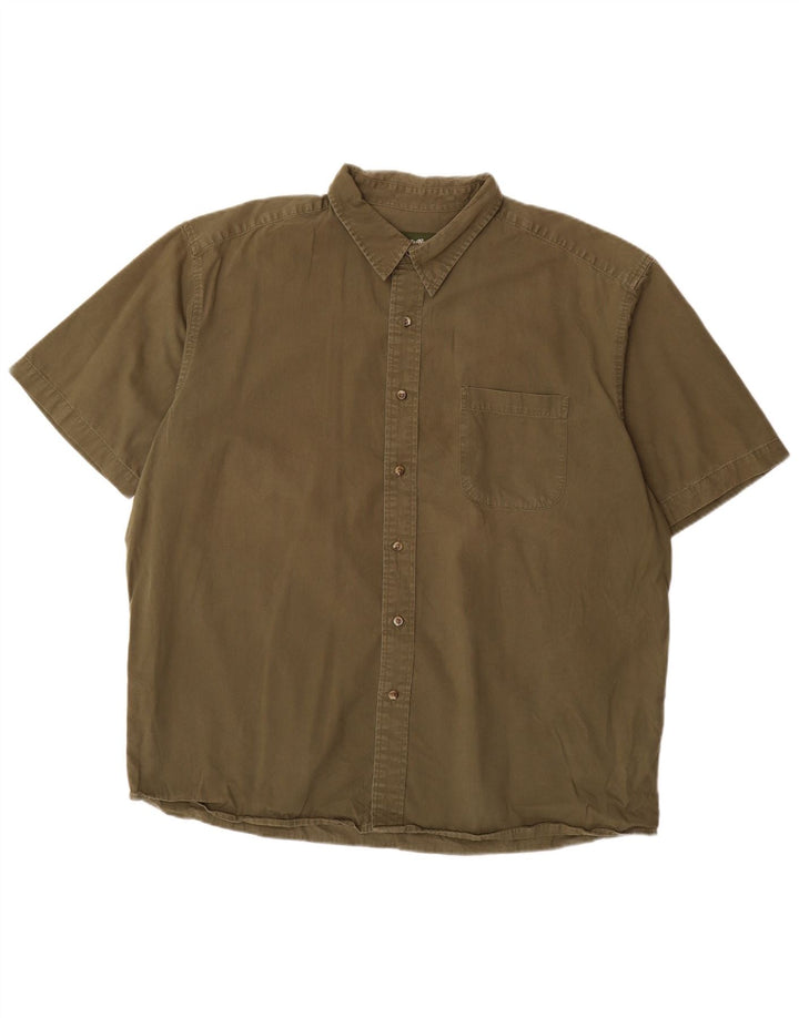 EDDIE BAUER Camicia a maniche corte da uomo XL in cotone kaki