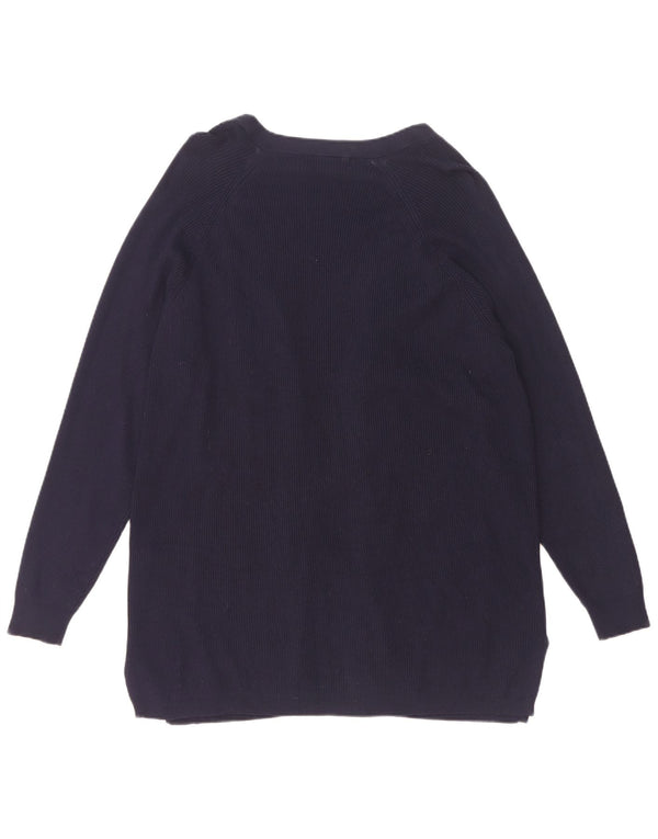 Maglione cardigan aperto da donna Marks & Spencer UK 14 grande viscosa blu navy