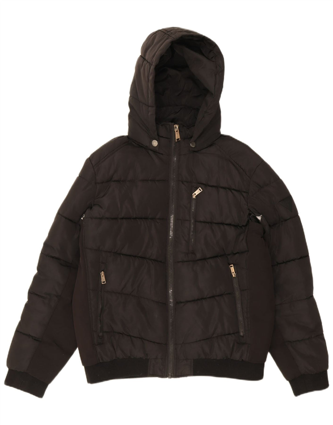 Guess Giacca imbottita con cappuccio da uomo UK 42 XL Poliestere nero