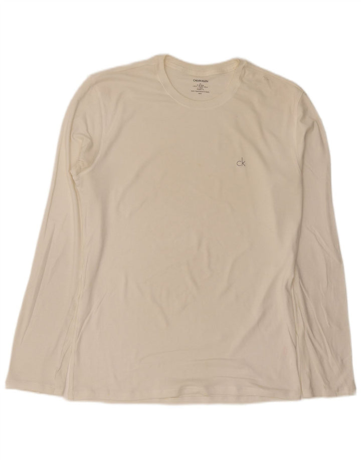 Calvin Klein Jeans Top da uomo a maniche lunghe bianco medio