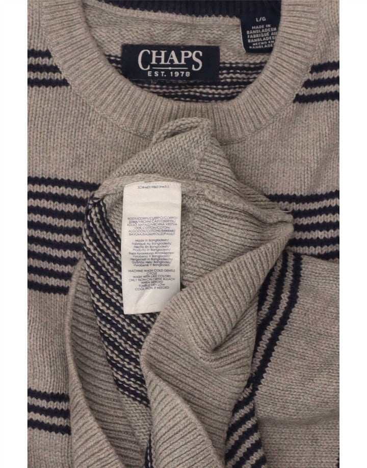 Chaps Uomo Maglione girocollo vestibilità regolare girocollo in cotone a righe grandi grigie