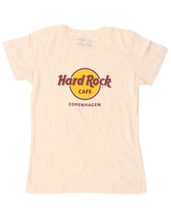 T-shirt grafica da donna Hard Rock Cafe Copenhagen Top UK 12 Medium White