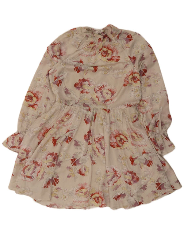 Abito a strati a maniche lunghe da donna Ted Baker taglia 4 grande floreale beige