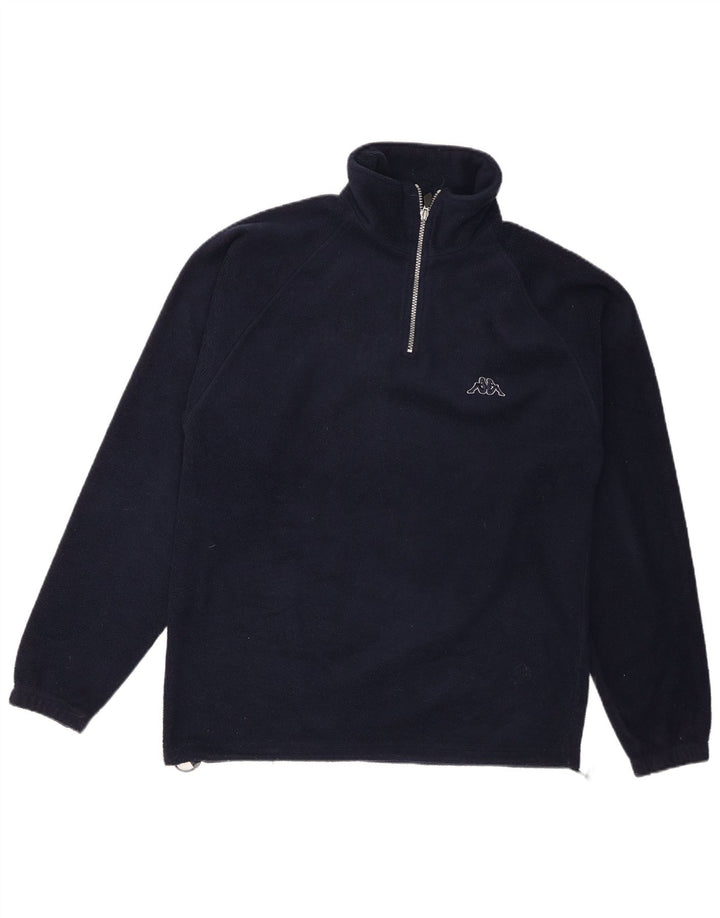 Maglione in pile da uomo Kappa con zip e collo medio in poliestere blu navy