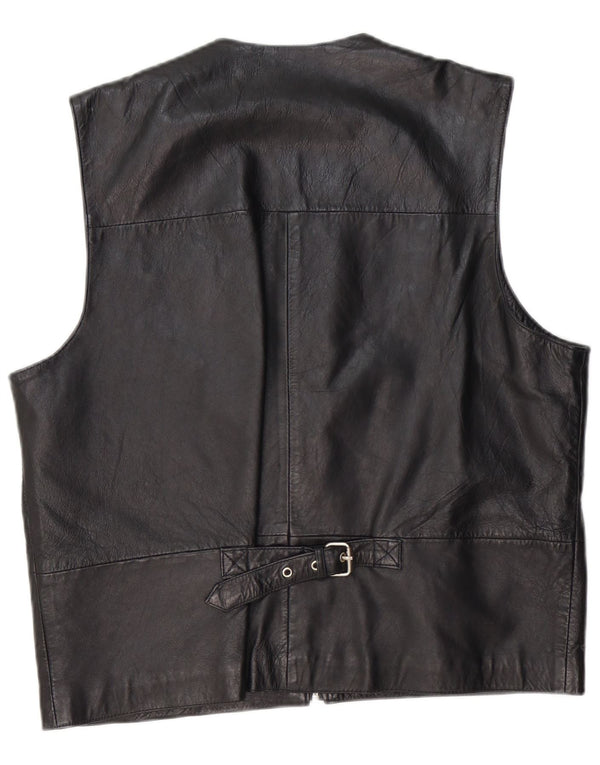 Gilet in pelle da uomo VINTAGE in pelle nera media