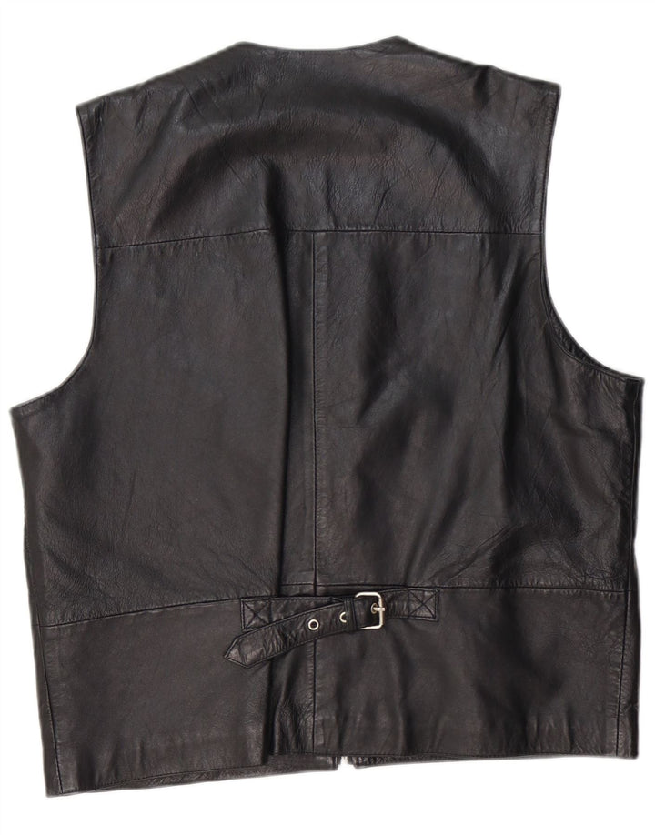 Gilet in pelle da uomo VINTAGE in pelle nera media